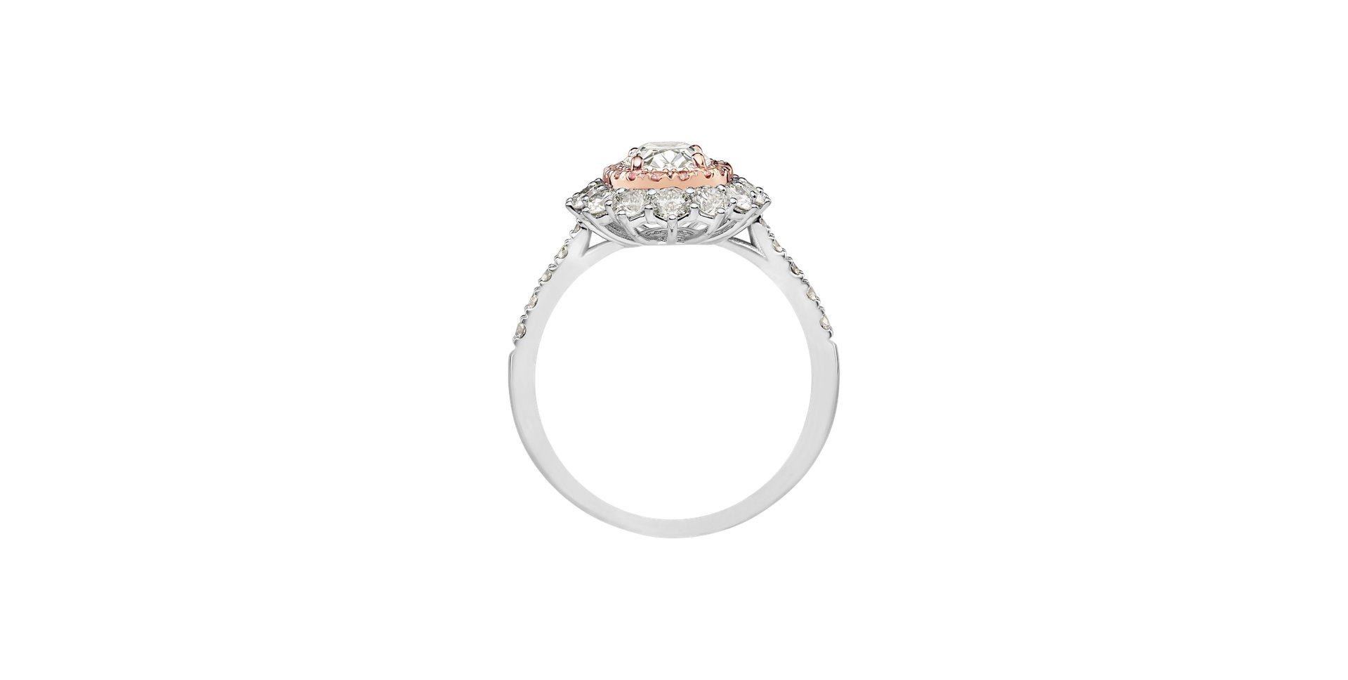Ring with pink and white diamonds Princess