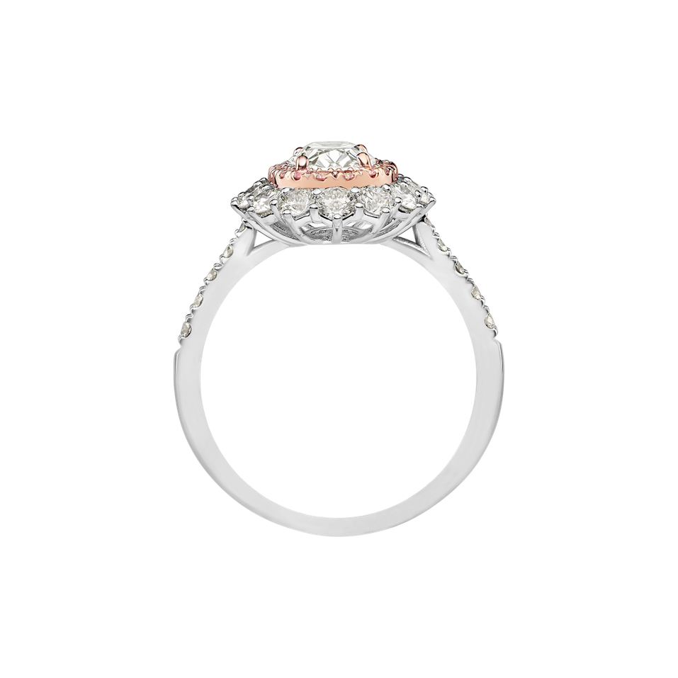 Ring with pink and white diamonds Princess