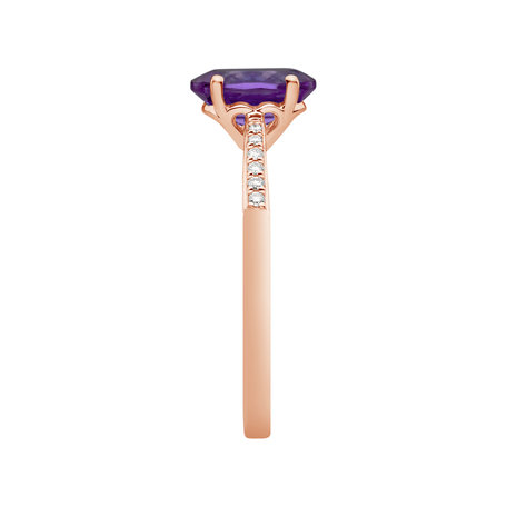 Diamond ring with Amethyst Brazil Bonbon