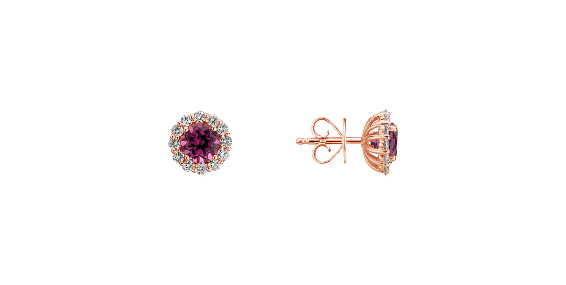 Diamond earrings with Garnet Bloom Spark