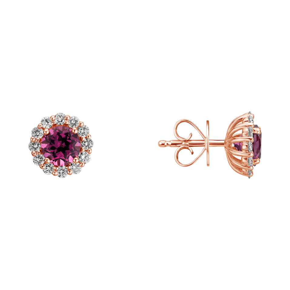Diamond earrings with Garnet Bloom Spark