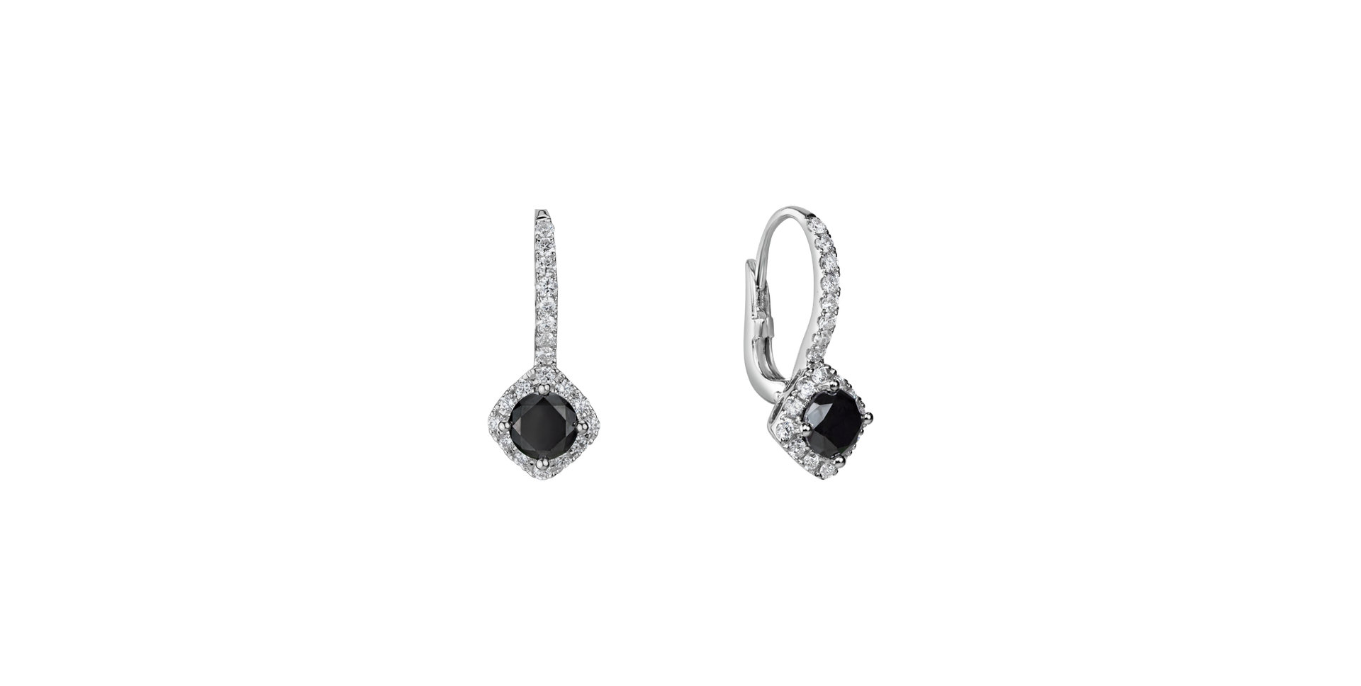 Earrings with black and white diamonds Black Soul