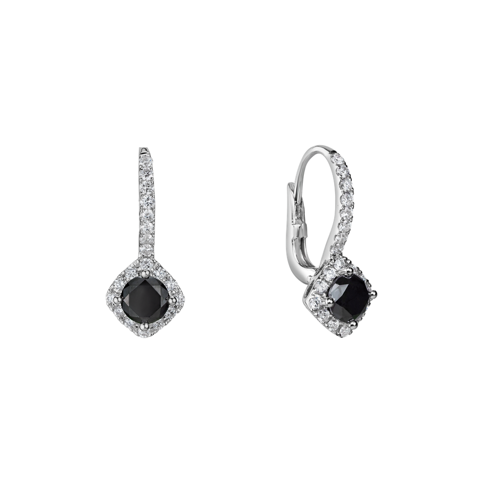 Earrings with black and white diamonds Black Soul