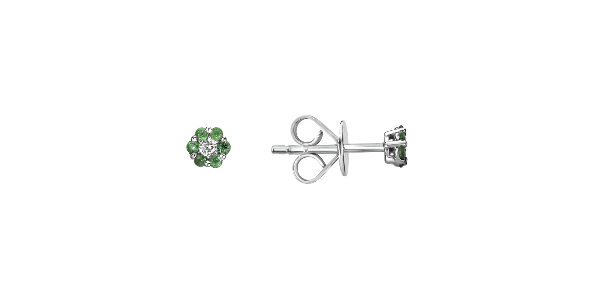 Diamond earrings and Emerald Shiny Flower