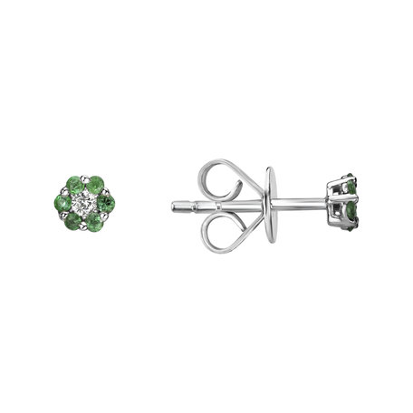 Diamond earrings and Emerald Shiny Flower