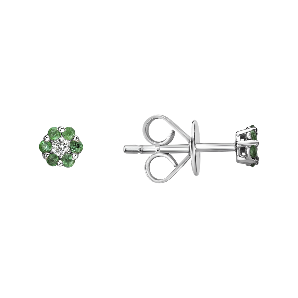 Diamond earrings and Emerald Shiny Flower