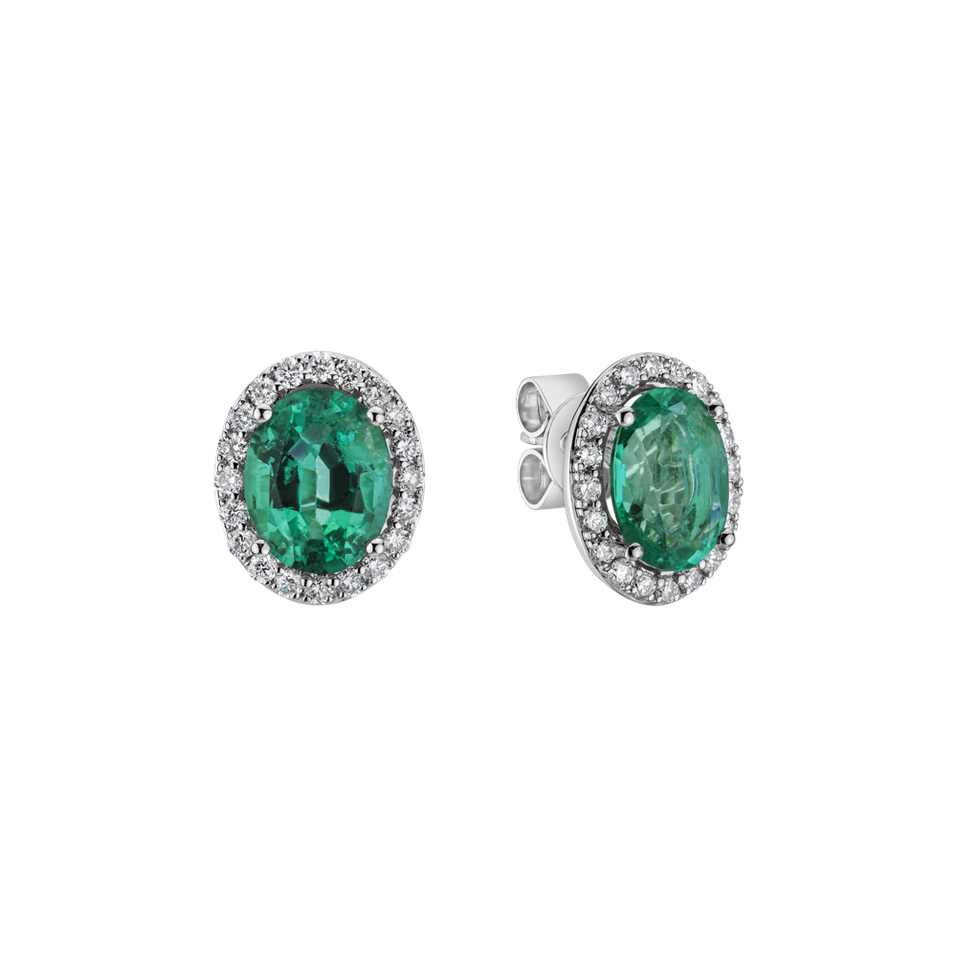 Diamond earrings with Emerald Imperial Allegory