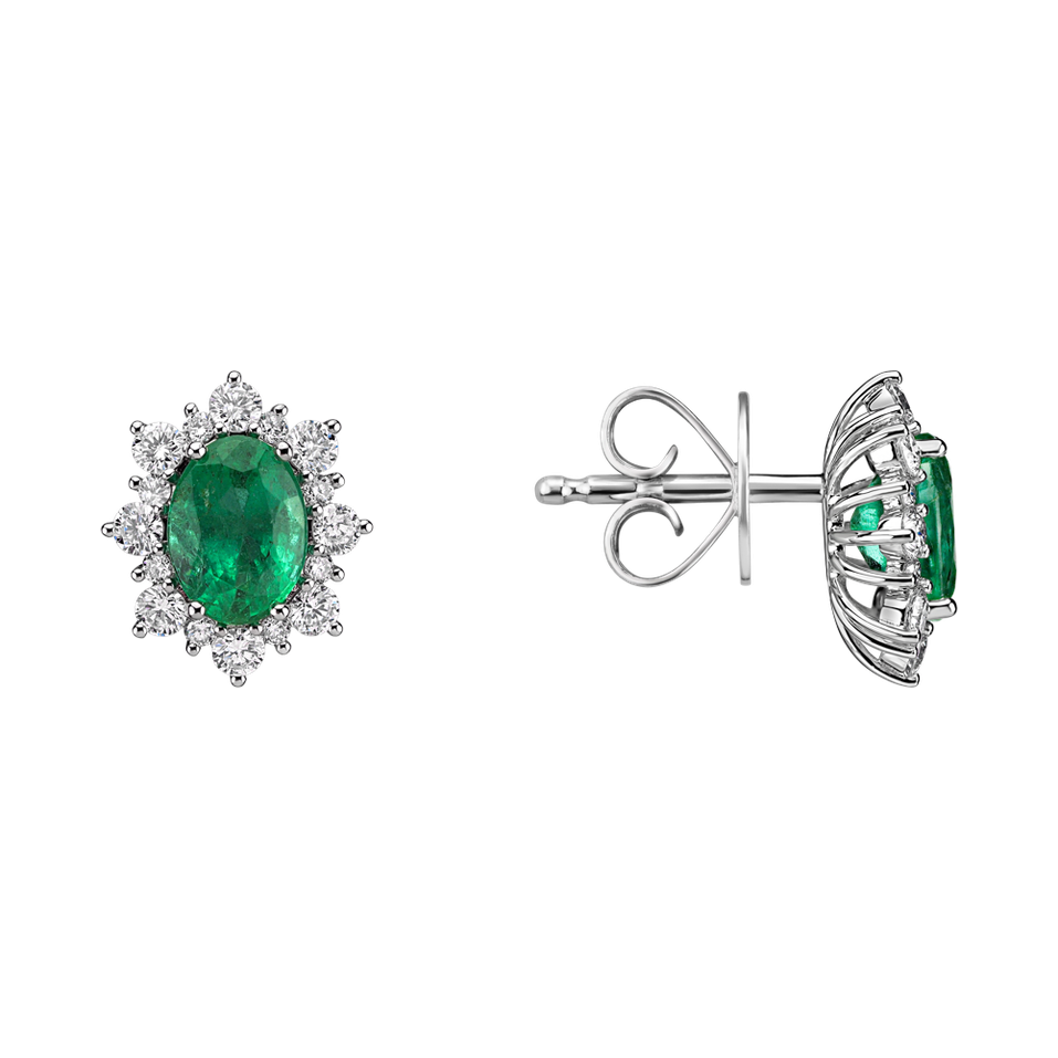 Diamond earrings with Emerald Royal Aurora
