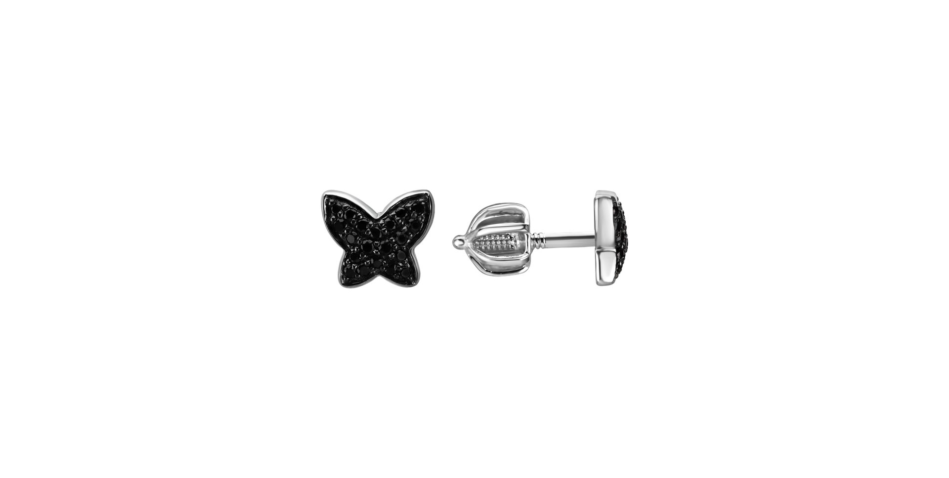 Earrings with black diamonds Amazing Butterfly