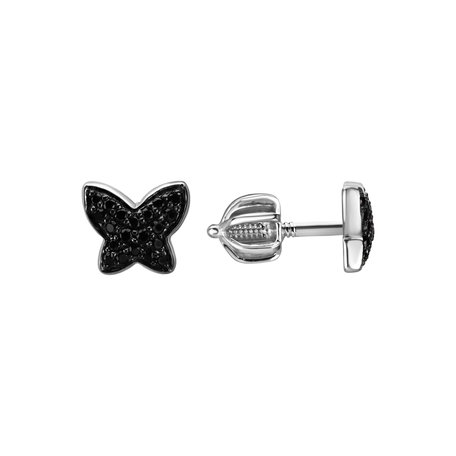 Earrings with black diamonds Amazing Butterfly