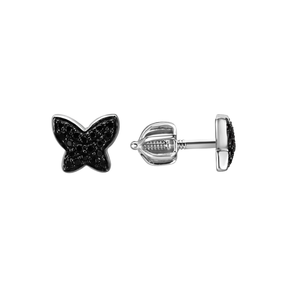 Earrings with black diamonds Amazing Butterfly