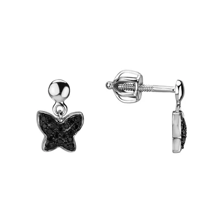 Earrings with black diamonds Amazing Butterfly