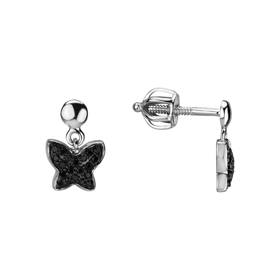 Earrings with black diamonds Amazing Butterfly
