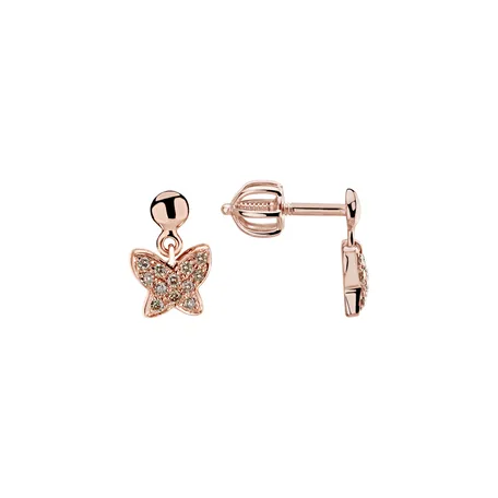 Earrings with brown diamonds Amazing Butterfly