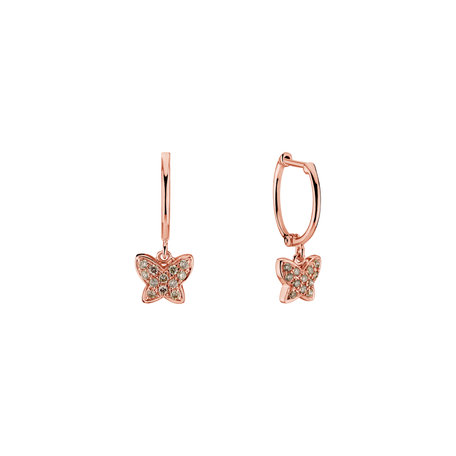 Earrings with brown diamonds Amazing Butterfly