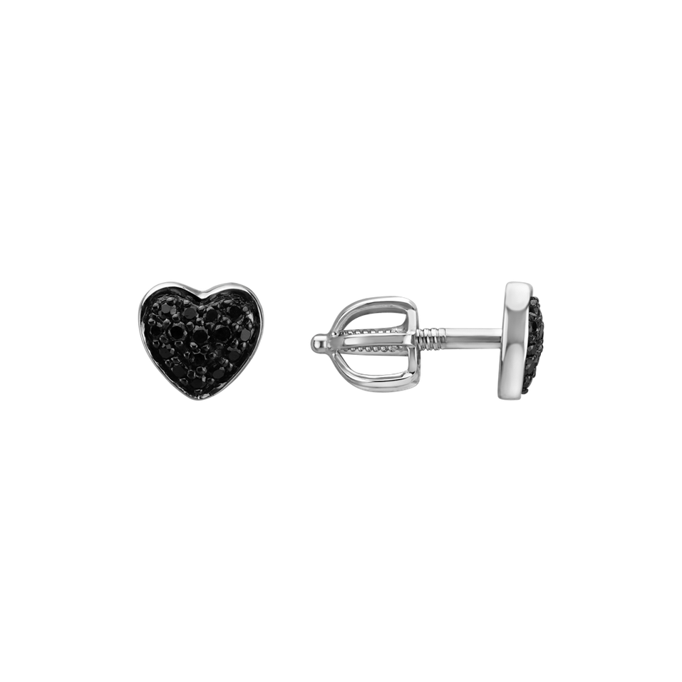 Earrings with black diamonds Amazing Heart
