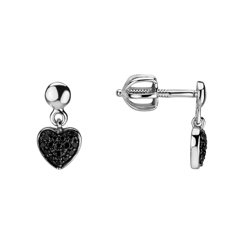 Earrings with black diamonds Amazing Heart