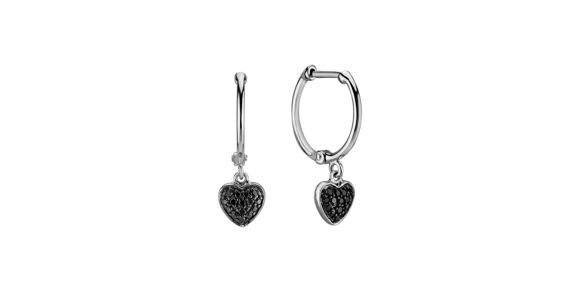 Earrings with black diamonds Amazing Heart