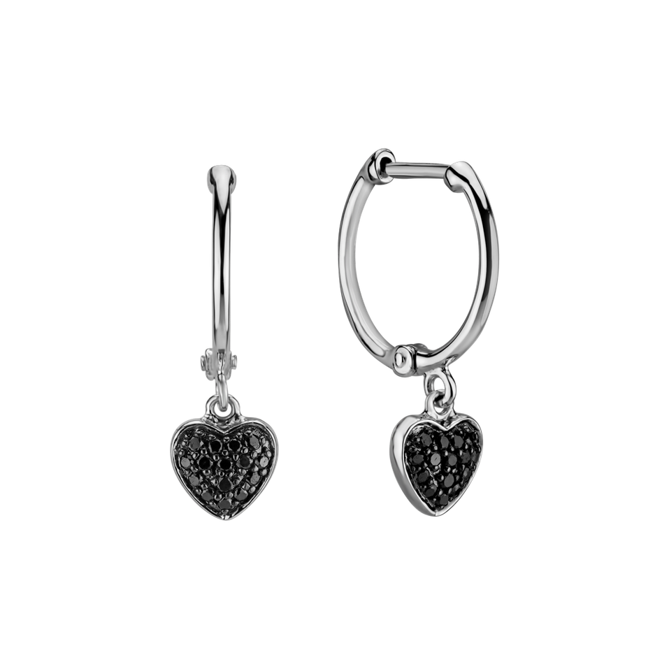 Earrings with black diamonds Amazing Heart