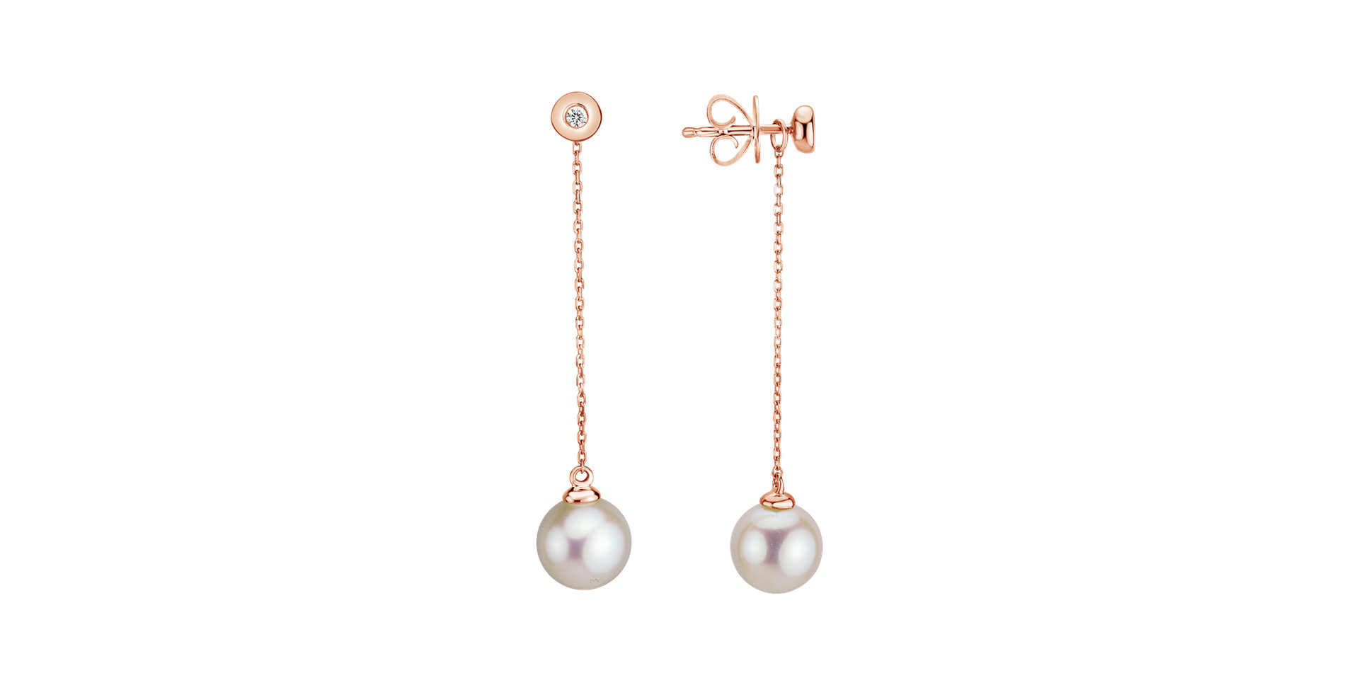 Diamond earrings with Pearl Pearl Fall