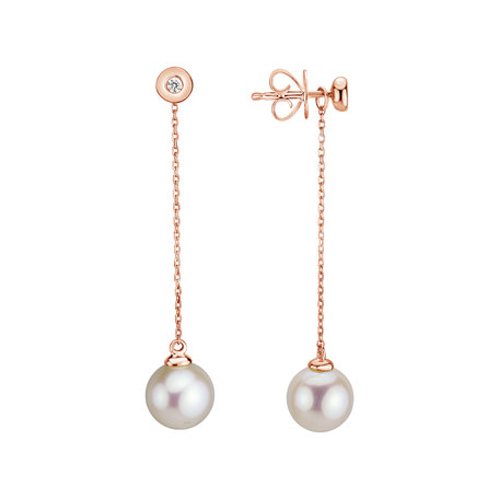 Diamond earrings with Pearl Pearl Fall