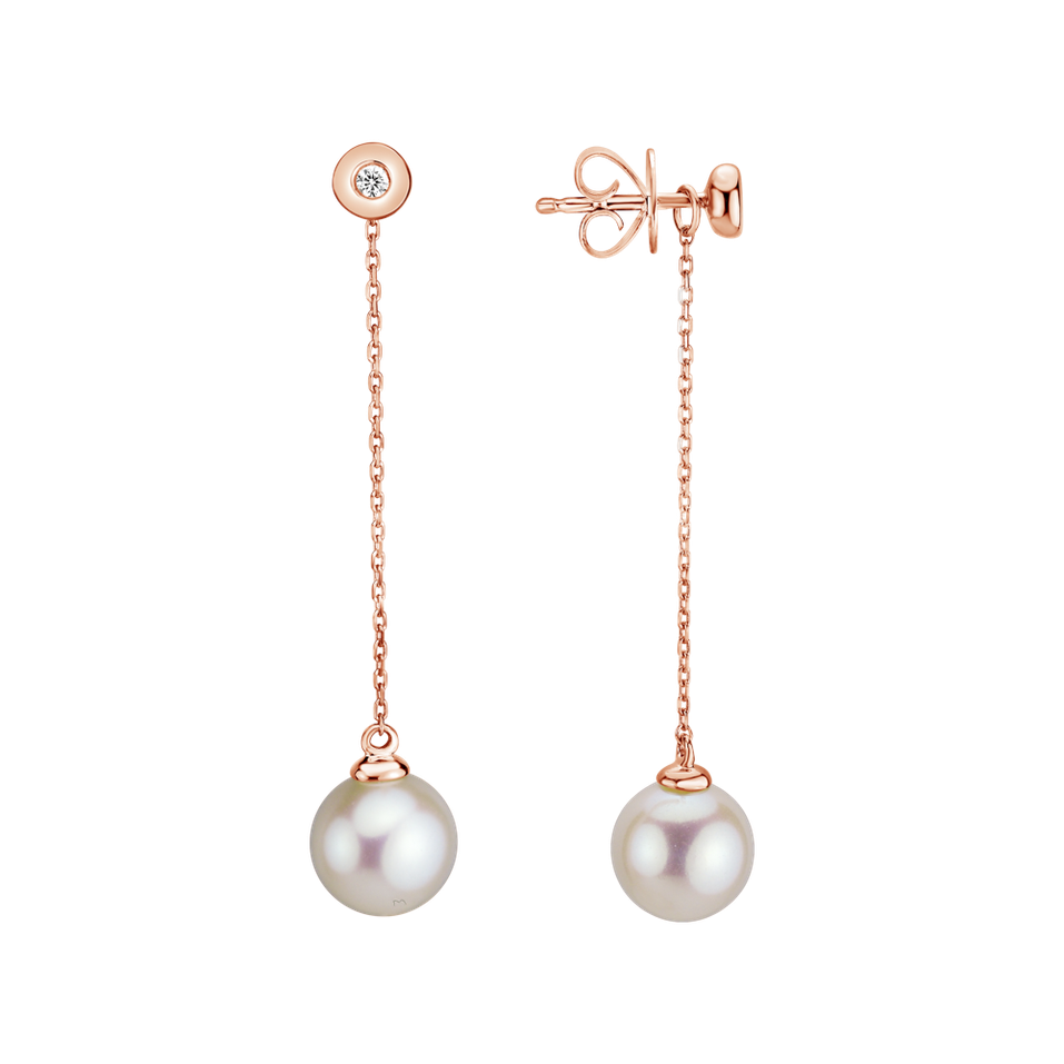 Diamond earrings with Pearl Pearl Fall