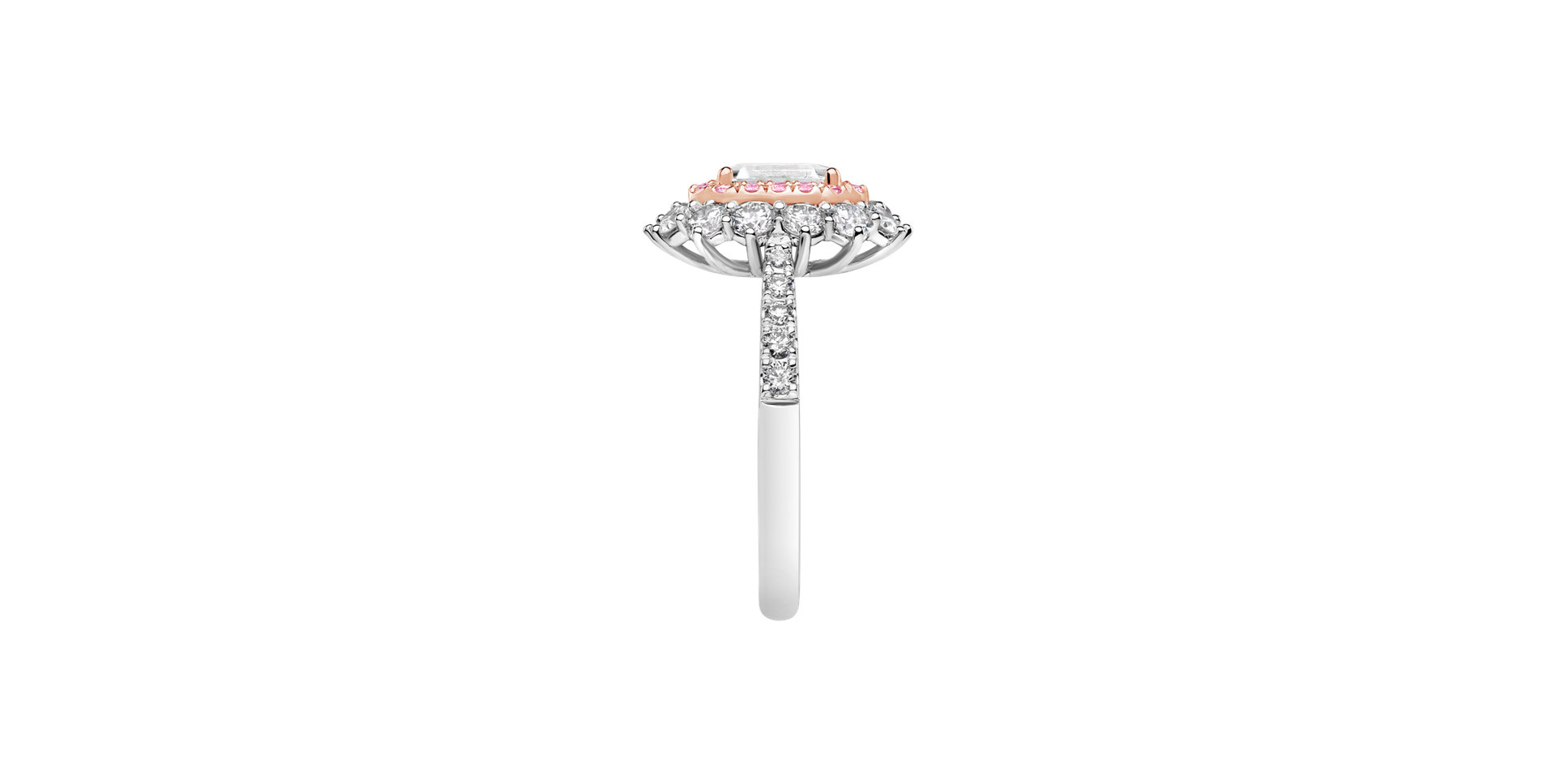 Ring with white and pink diamonds Royal Romanticism