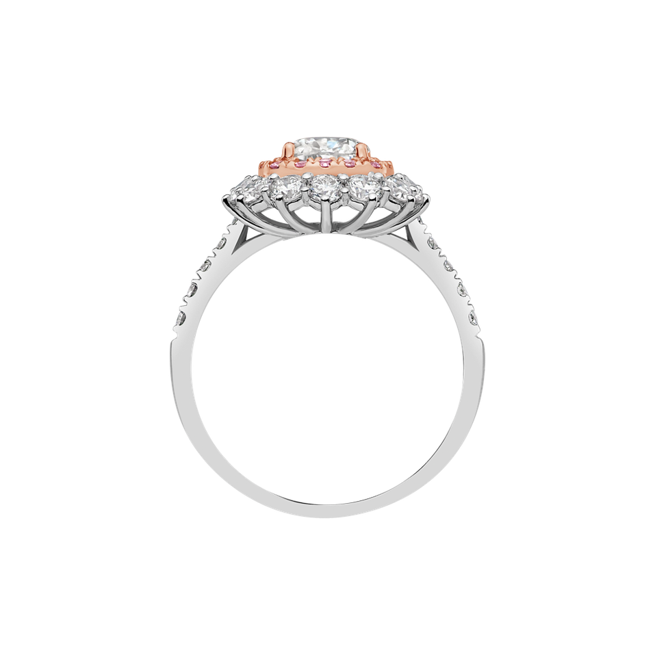 Ring with pink and white diamonds Princess