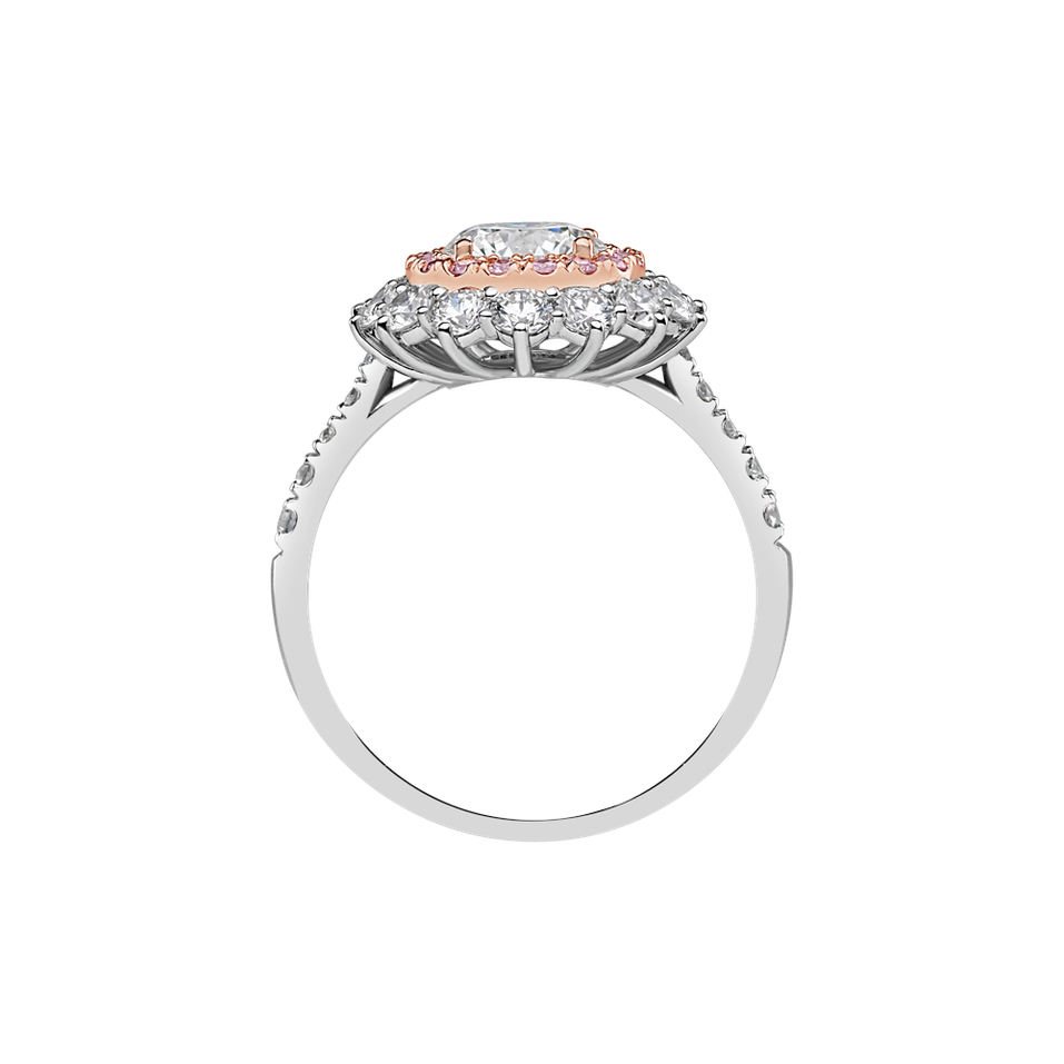 Ring with pink and white diamonds Princess