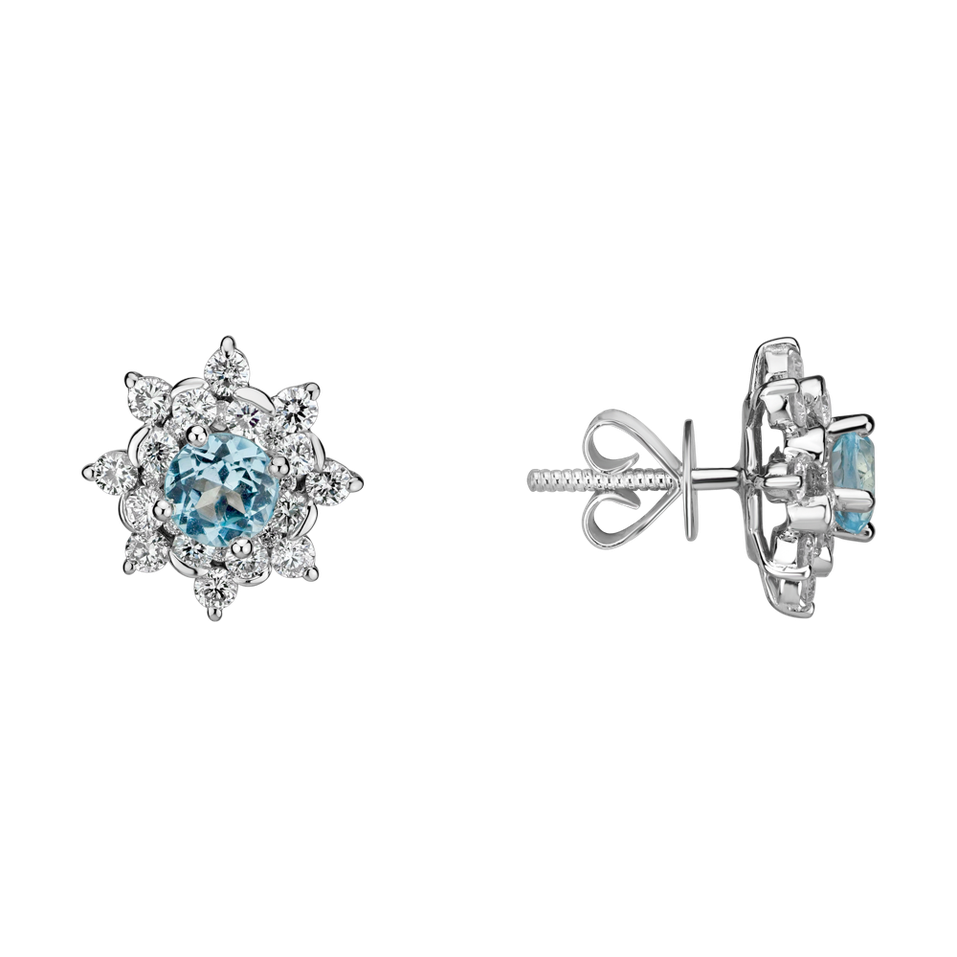 Diamond earrings with Topaz Frozen Sky