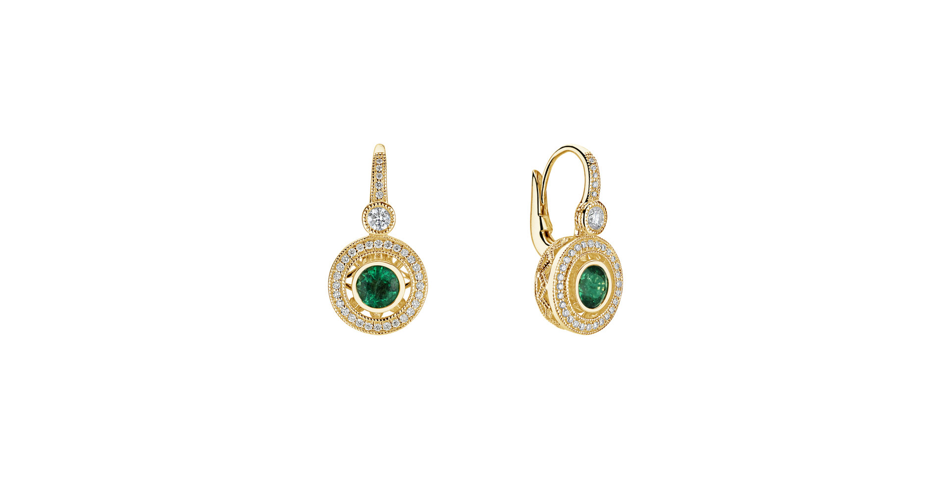 Diamond earrings with Emerald Monarch Love