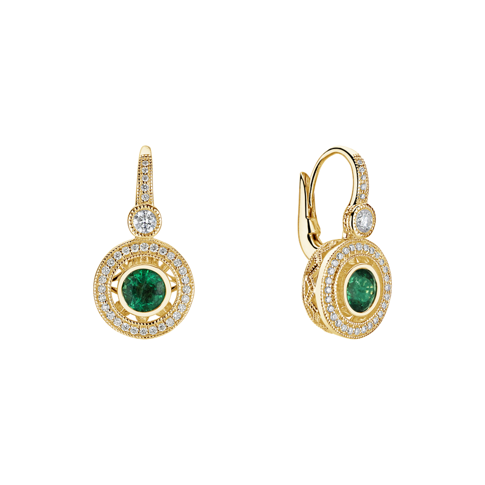 Diamond earrings with Emerald Monarch Love