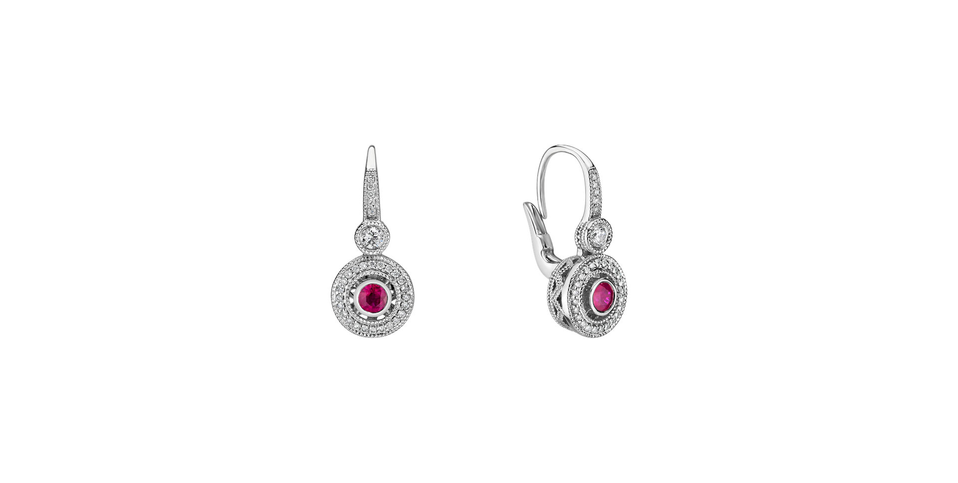 Diamond earrings with Ruby Monarch Love