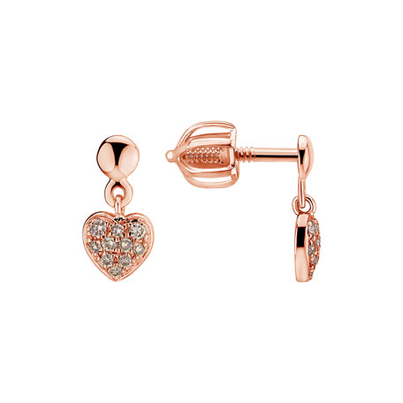 Earrings with brown diamonds Amazing Heart
