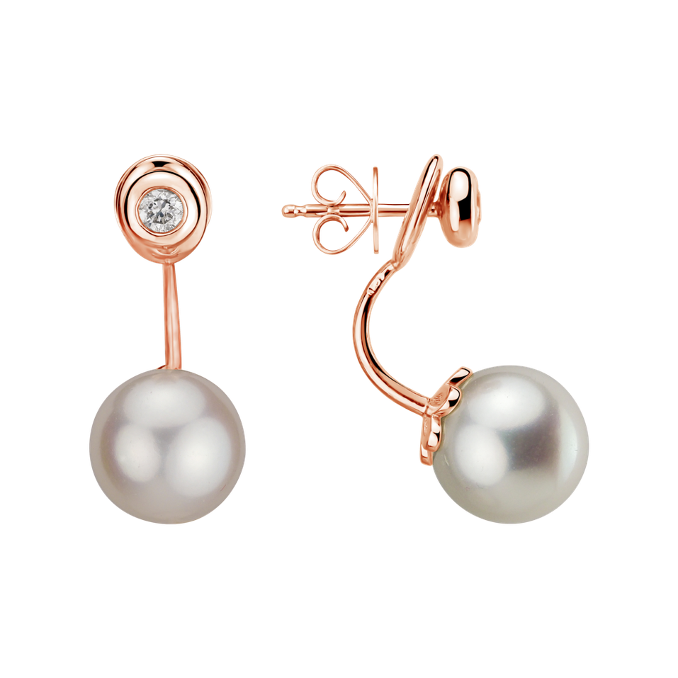 Diamond earrings with Pearl Beauty Queen