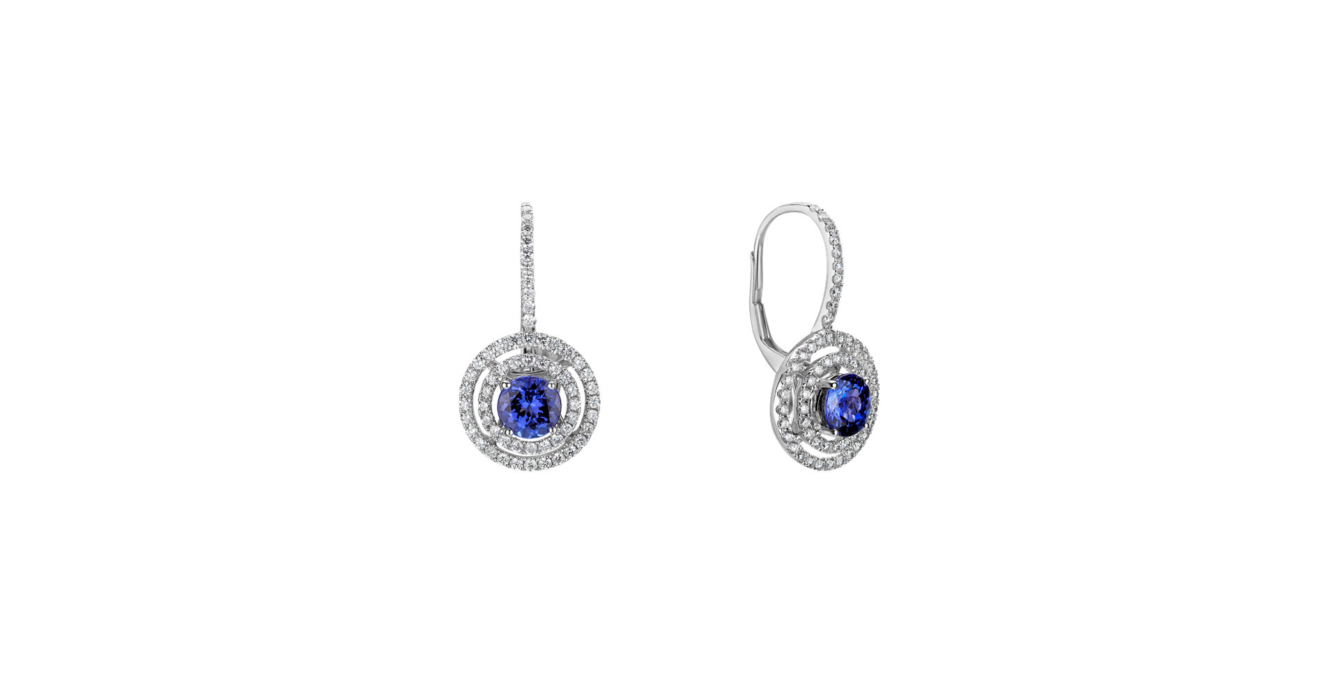 Diamond earrings with Tanzanite Circle Labyrinth