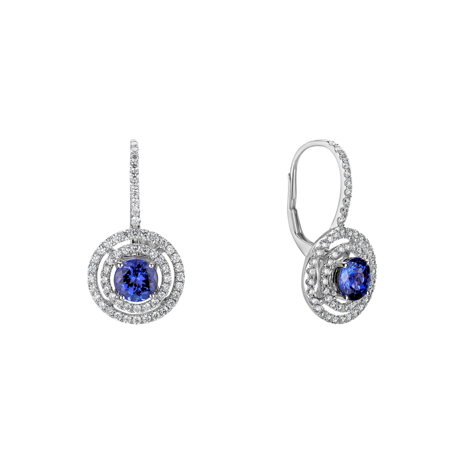 Diamond earrings with Tanzanite Circle Labyrinth
