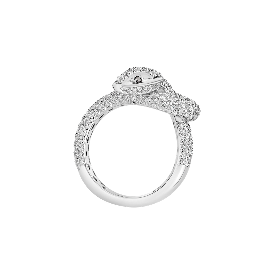 Ring with black and white diamonds Magical Snake