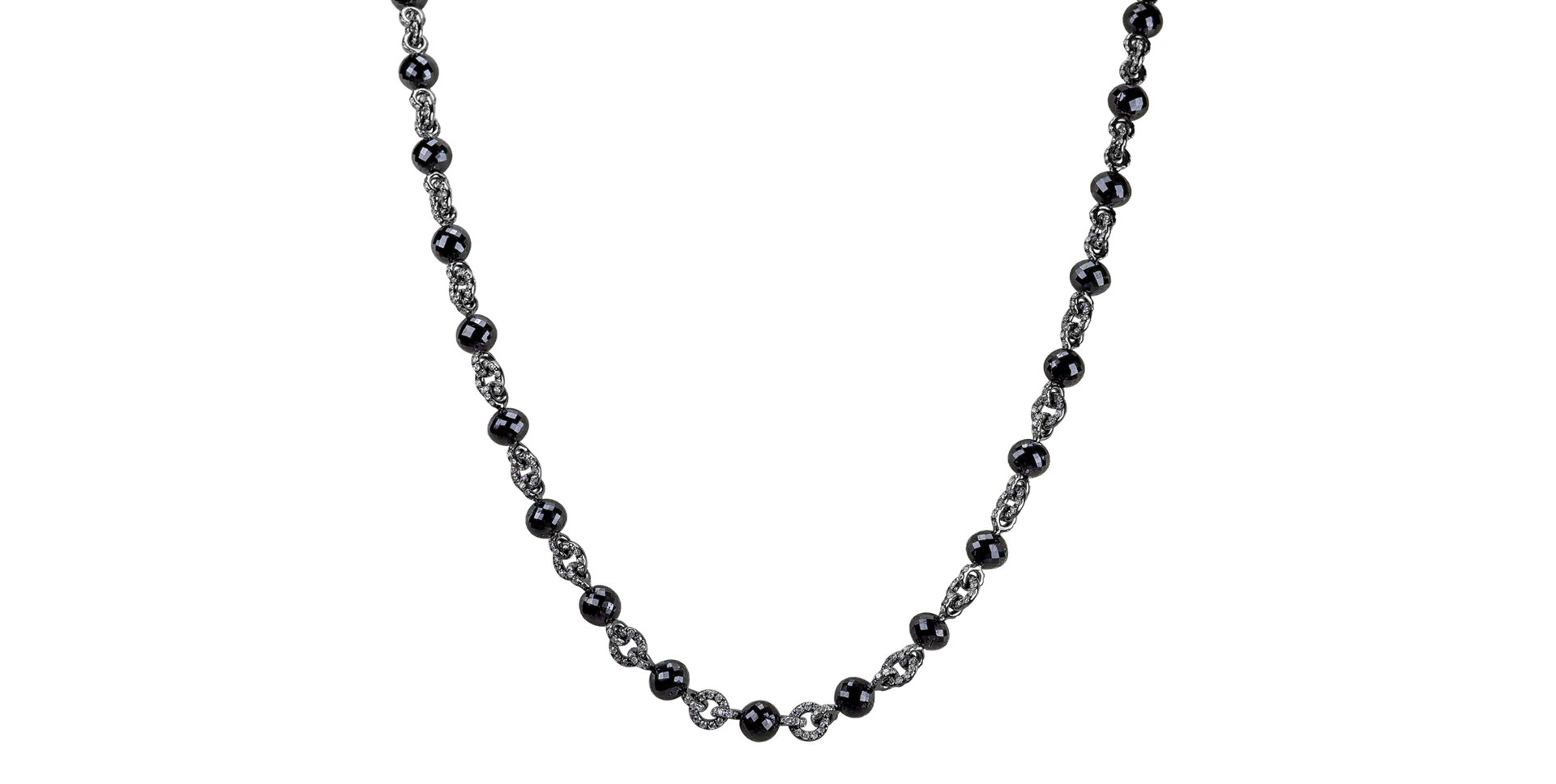 Necklace with black and white diamonds Frozen Night