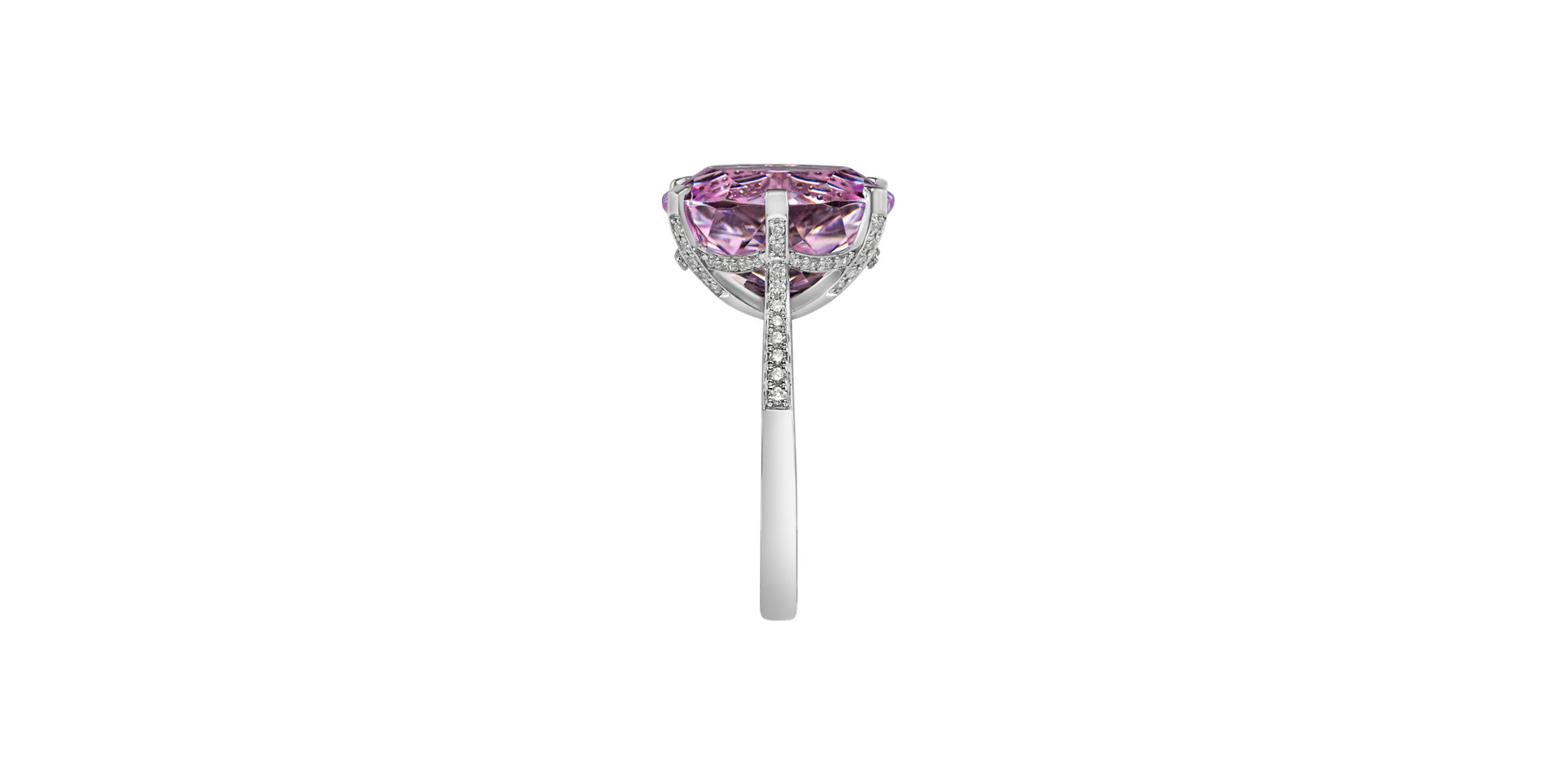 Diamond ring with Kunzite Fairytale Seraph