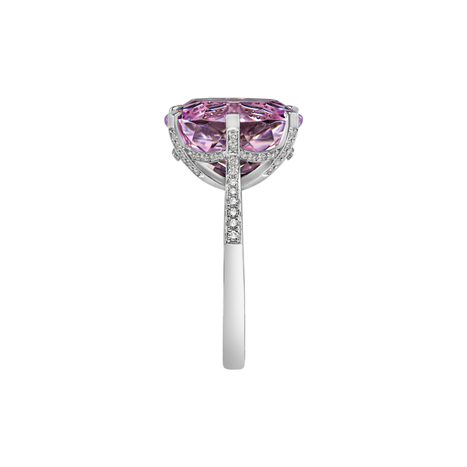 Diamond ring with Kunzite Fairytale Seraph
