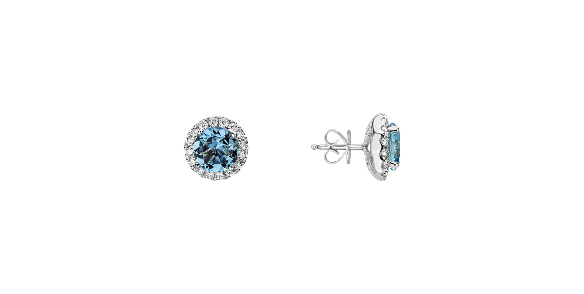 Diamond earrings with Aquamarine Blue Lake