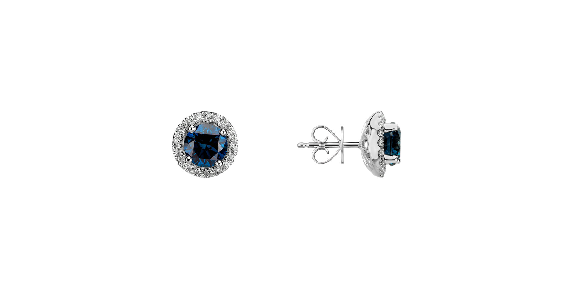 Earrings with blue diamonds and white diamonds Blue Lagoon