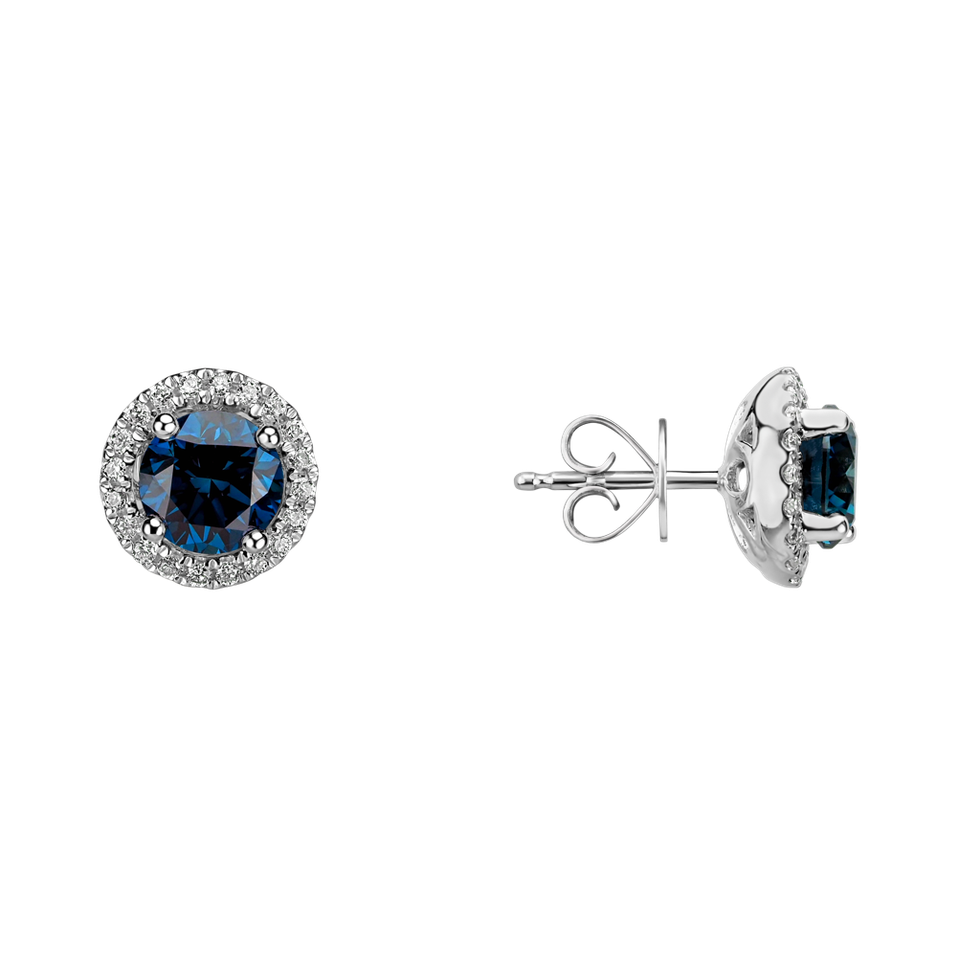Earrings with blue diamonds and white diamonds Blue Lagoon