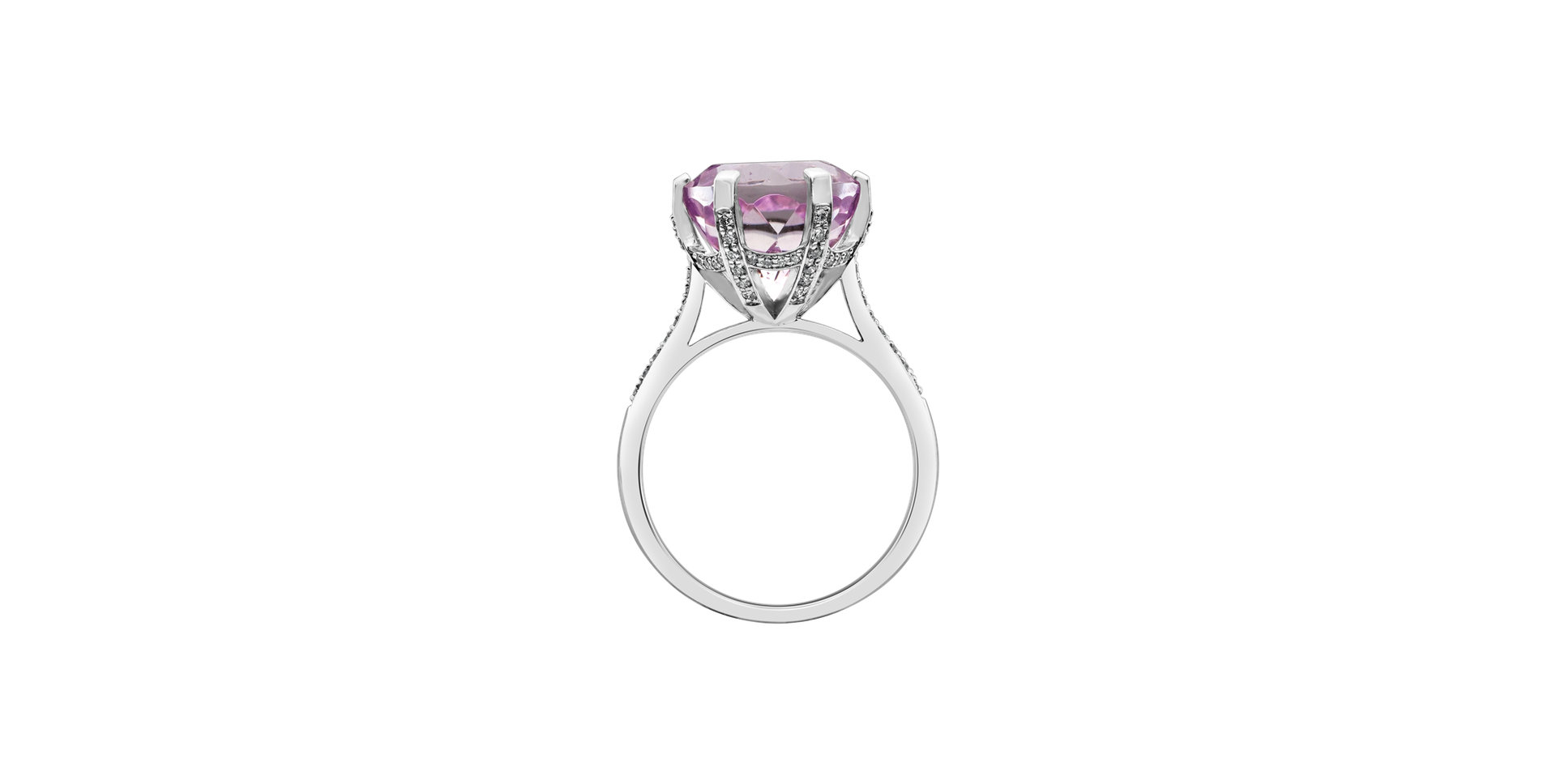 Diamond ring with Kunzite Fairytale Seraph