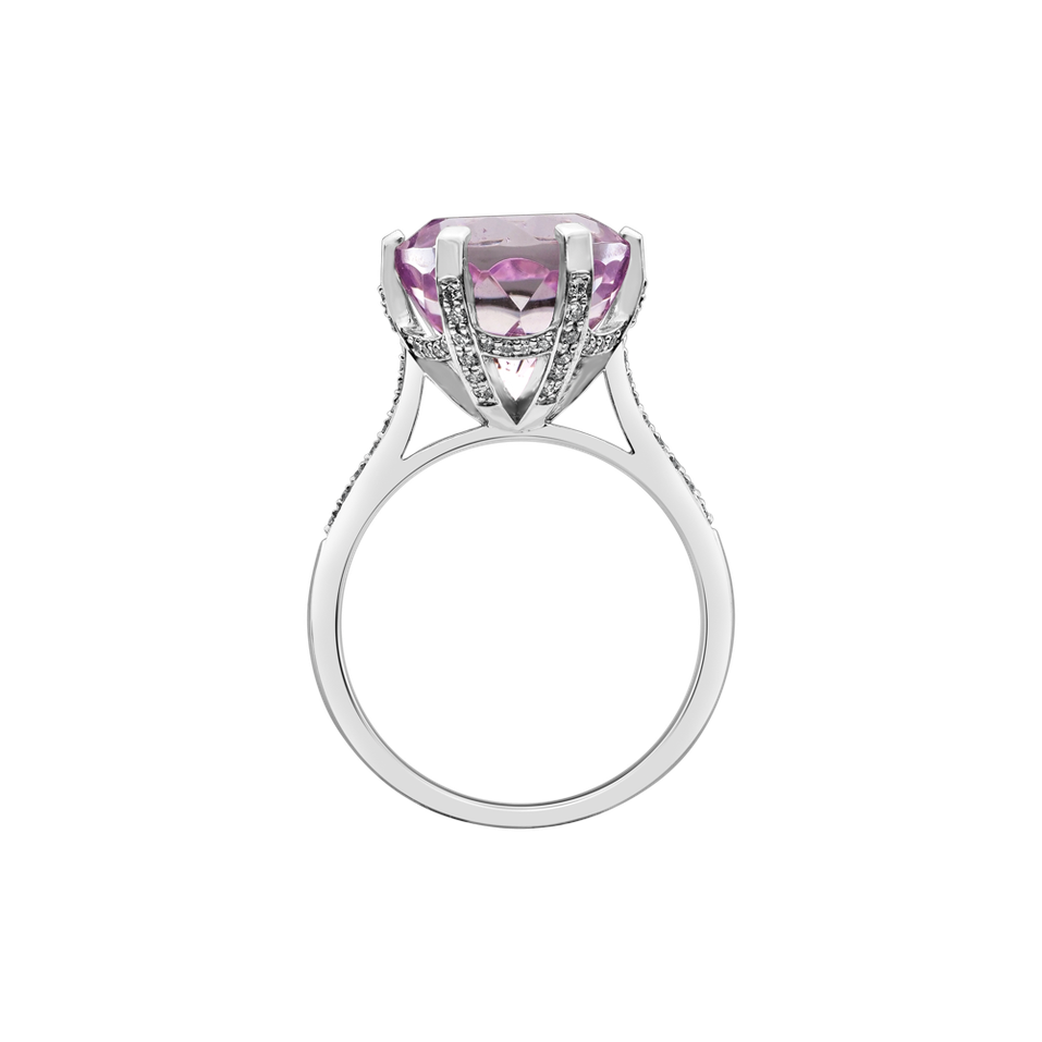 Diamond ring with Kunzite Fairytale Seraph