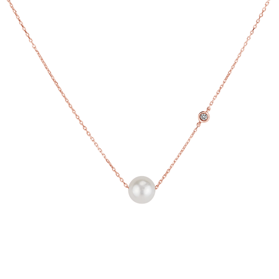 Diamond necklace with Fresh Water Pearl Lakeside Love