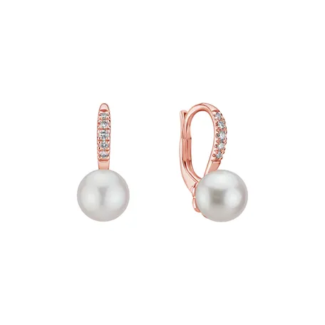 Diamond earrings with Pearl Shimmering Lake