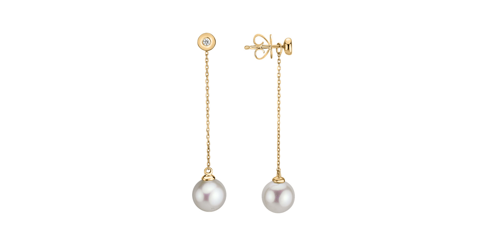Diamond earrings with Pearl Pearl Fall
