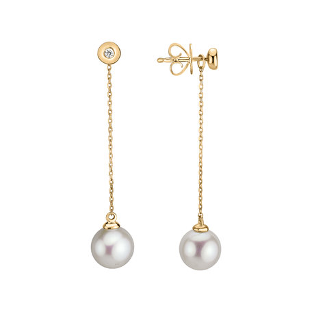 Diamond earrings with Pearl Pearl Fall